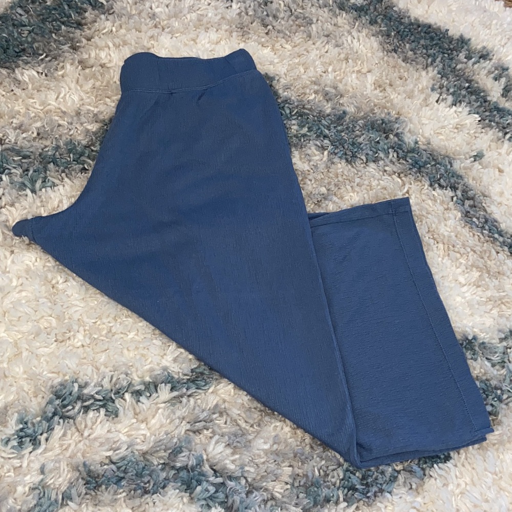 👖Cuddl Duds Crinkle Jersey Cropped Pants with Side Slits ~ Washed Ink